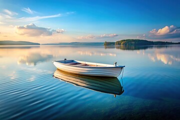 Naklejka na meble Peaceful white boat floating on serene lake silhouette