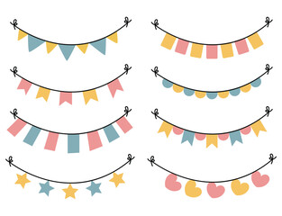 Celebration flag, Happy birthday garland flags decoration vector