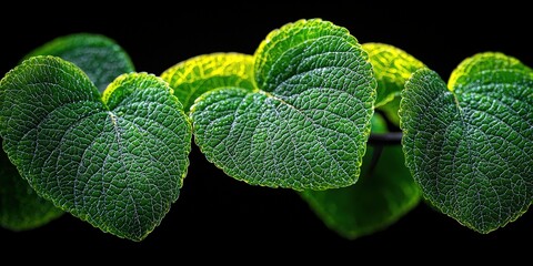 Wall Mural - Vibrant Green Leaves Close Up Macro Photography Nature Background