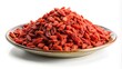 © yuwaree - Pile of dried goji berries in a ceramic plate isolated on white background