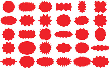 Leinwandbilder - Red starburst sticker and badge vector illustration.