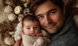 © Pooja - Newborn baby boy in his father's arms, Generative AI