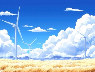 Poster - Wind Turbines in a Field of Grass.