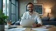 © StockShop - Professional Office Worker Portrait in Modern Workspace – Ideal for Business, Corporate, and Entrepreneurial Image Needs