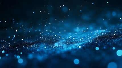 Abstract Blue Glittering Background with Bokeh Lights