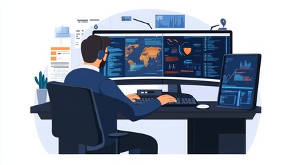 Software Developer Working on Code at Desk
