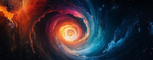 colorful cosmic spiral galaxy in deep space, vibrant artwork. space exploration and astronomy concep