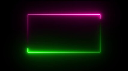 Wall Mural - rectangle picture frame with two tone neon color motion graphic. blue and pink light for overlay ele