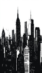 Image of a metropolis in a modern graphic minimalist style