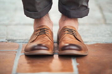 Canvas Print - Man feet closeup