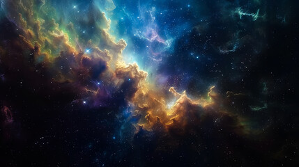 abstract illustration of the cosmos on the theme of the origin of life in the universe with stars, c