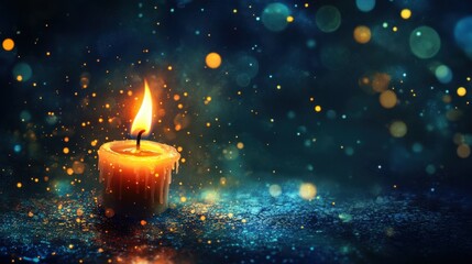 Sticker - Enchanting Glowing Candle Flame Overlay in Magical Dark Atmosphere