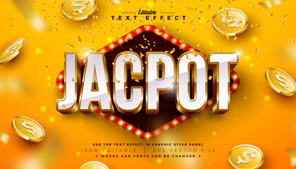 jackpot 3d text effect design editable and scalable vector graphic style effect with shadow and gold