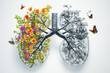 © WETDREAM - A drawing of a lung with flowers and butterflies flying around it