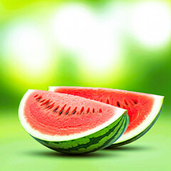 two large pieces of juicy red watermelon, cut into large pieces