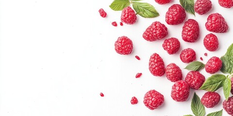 Canvas Print - raspberries. fresh berries on a white backdrop