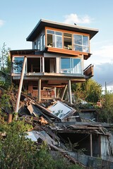 Wall Mural - Explore how sustainable housing can improve community resilience. Discuss how well-designed homes can withstand natural disasters