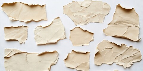 Poster - A collection of torn paper on a white background with copy space for text.