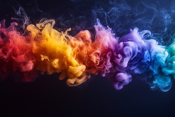 Wall Mural - abstract rainbow smoke on dark background