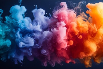 Wall Mural - abstract rainbow smoke on dark background