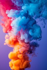 Wall Mural - abstract colorful smoke on purple background