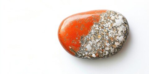 Leinwandbilder - Red and moist sea stone isolated on a white background. Top view with copy space.