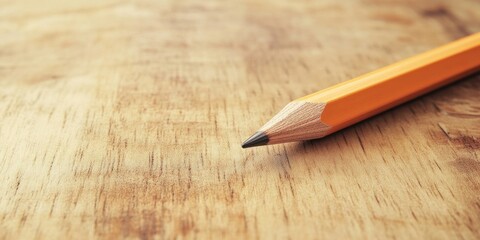 Fototapete - Pencil on a wooden desk, blank area for text.
