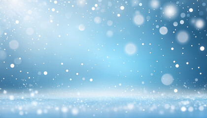 Wall Mural - light blue gradient winter background with snowflakes