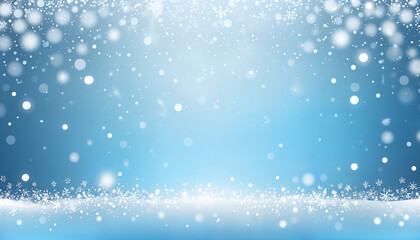 Wall Mural - light blue gradient winter background with snowflakes