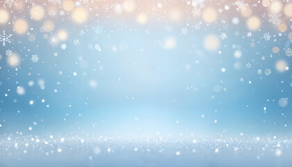 Wall Mural - light blue gradient winter background with snowflakes
