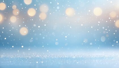 Wall Mural - light blue gradient winter background with snowflakes