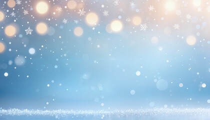 Wall Mural - light blue gradient winter background with snowflakes