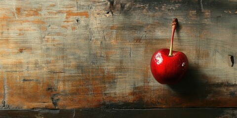 Poster - Cherry on a wood surface