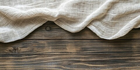 Aufkleber - Tablecloth on a wooden surface, with copy space for text.