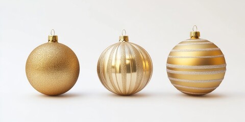 Poster - Christmas decorations featuring golden ornaments on a white background.