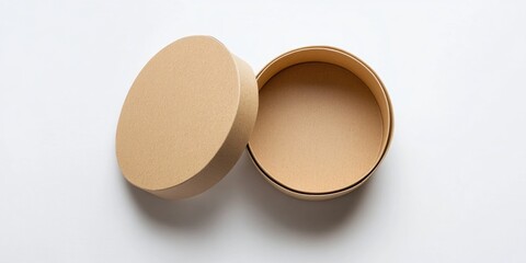 Fototapete - Open empty circular box on a white background