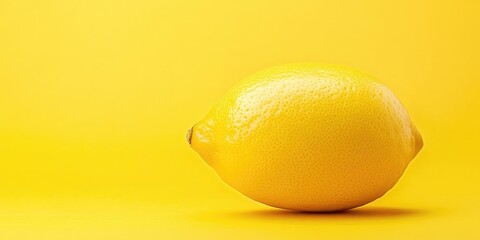 Poster - Lemon isolated on a yellow background. Area for text or design.