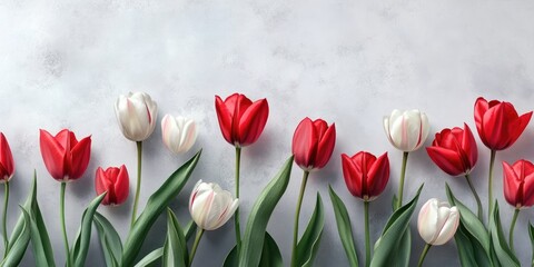 Aufkleber - Lovely tulips on a gray background.