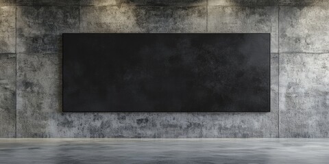 Aufkleber - Blank long black canvas frame in a grunge concrete room, mockup template for incorporating your content or design, business presentation.