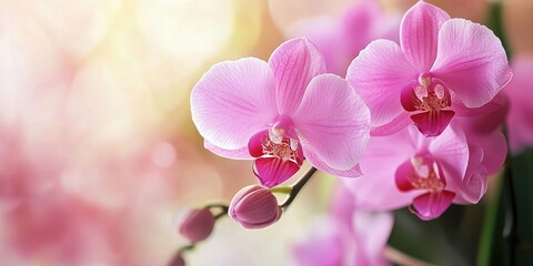Aufkleber - Lovely pink orchid blooms. Close-up.