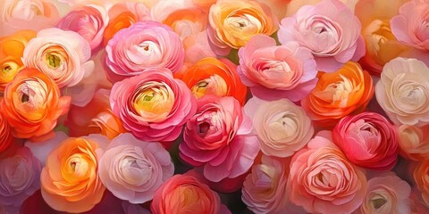 Aufkleber - Pink and Orange Ranunculus Blooms