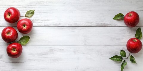 Aufkleber - apples resting on a white wooden table background