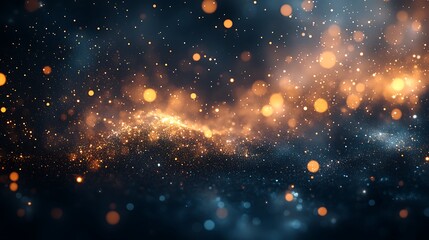 Poster - A mesmerizing cosmic scene featuring swirling particles of gold and blue, evoking a sense of wonder and depth in the universe.
