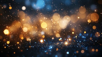 Poster - A radiant display of shimmering lights in gold and blue tones, creating a magical, sparkling atmosphere.