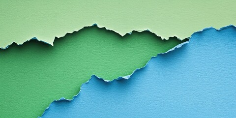 Leinwandbilder - Green and blue ripped paper. Area for your text.