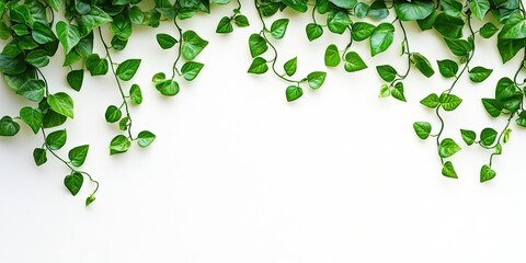 Wall Mural - beautiful curled leaf plants on a white background with copyspace for text.