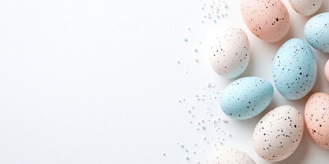 Poster - Easter eggs on a white background, space for text, isolated.