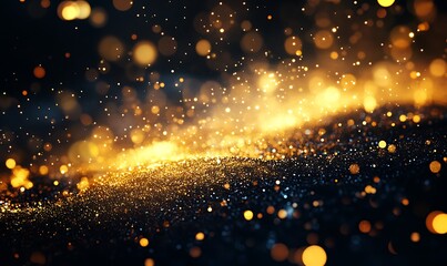 Fototapete - A vibrant display of shimmering golden particles against a dark background, creating a magical and enchanting atmosphere.