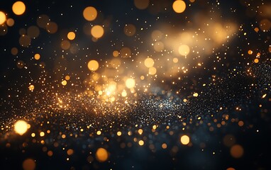 Leinwandbilder - A mesmerizing display of golden sparkles and shimmering particles set against a dark backdrop, creating an enchanting atmosphere.