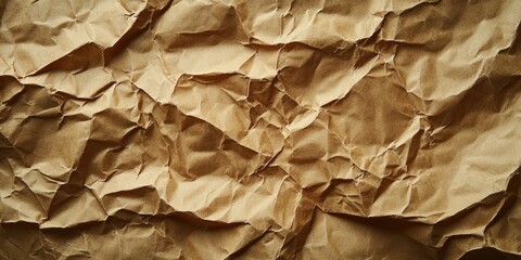 Leinwandbilder - Old brown crumpled paper backdrop featuring copy space for design. Close-up view.